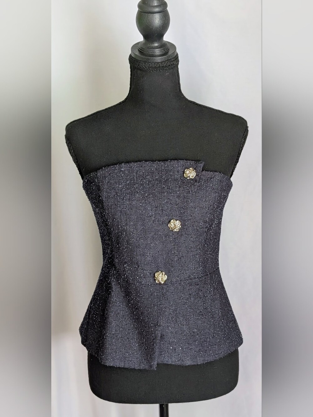 ASTR the Label Moina Metallic Strapless Top – Denim Blue – Size Small – NWT